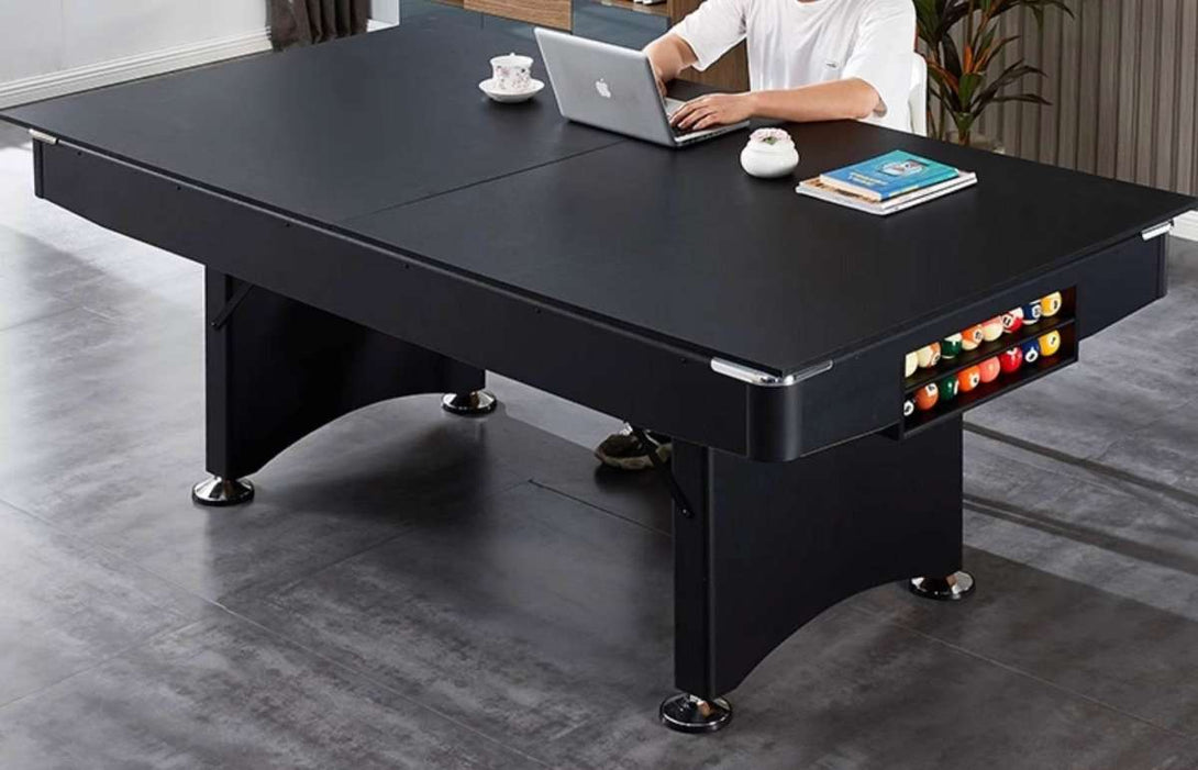 025-LP005X 7FT8FT 3-in-1 Pool Table – Multi-Function Billiards, Snooker, Ping Pong & Dining. Foldable design for easy storage. Free accessory kit included. - X Sports&Living