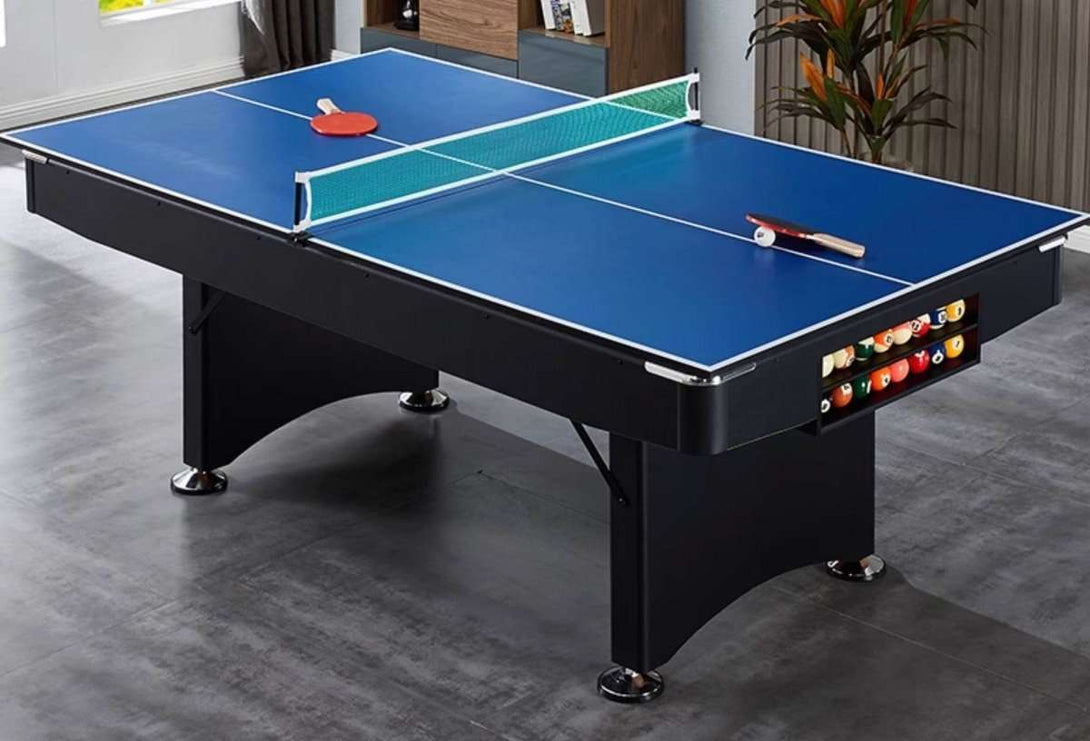 025-LP005X 7FT8FT 3-in-1 Pool Table – Multi-Function Billiards, Snooker, Ping Pong & Dining. Foldable design for easy storage. Free accessory kit included. - X Sports&Living