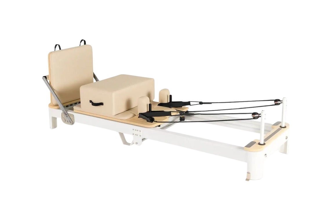 Aventis 4 Luxury Pilates Reformer in Adobe White – Foldable, Space-Saving Reformer for Lagree, Pilates & Home or Professional Studio Training - X Sports&Living