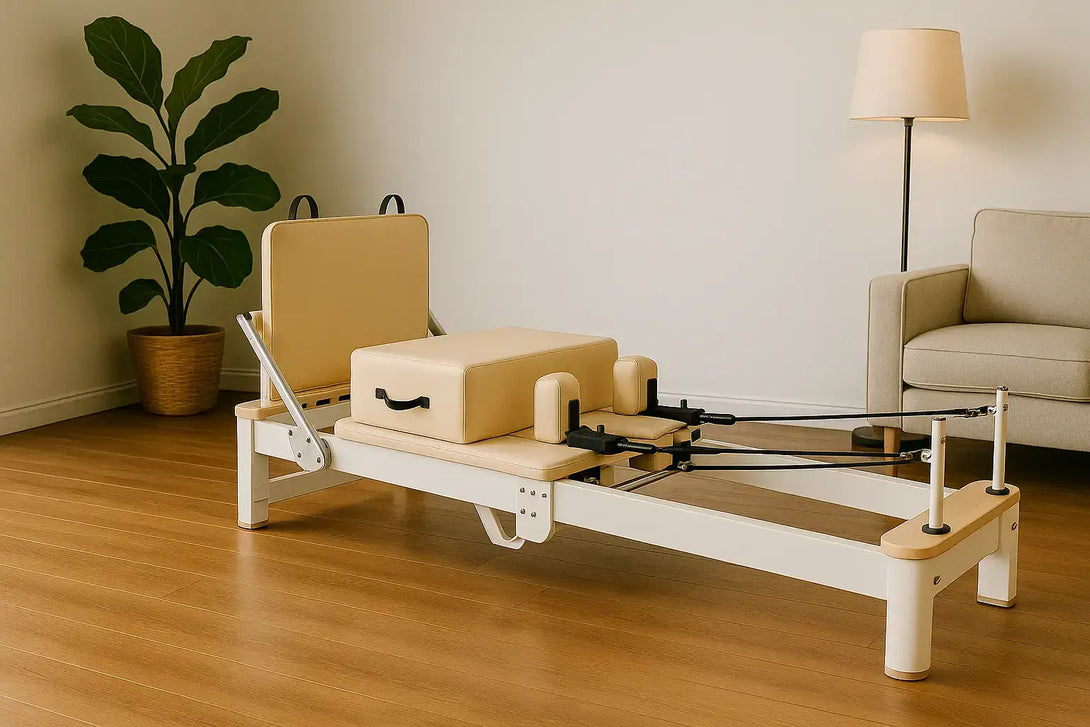 Aventis 4 Luxury Pilates Reformer in Adobe White – Foldable, Space-Saving Reformer for Lagree, Pilates & Home or Professional Studio Training - X Sports&Living
