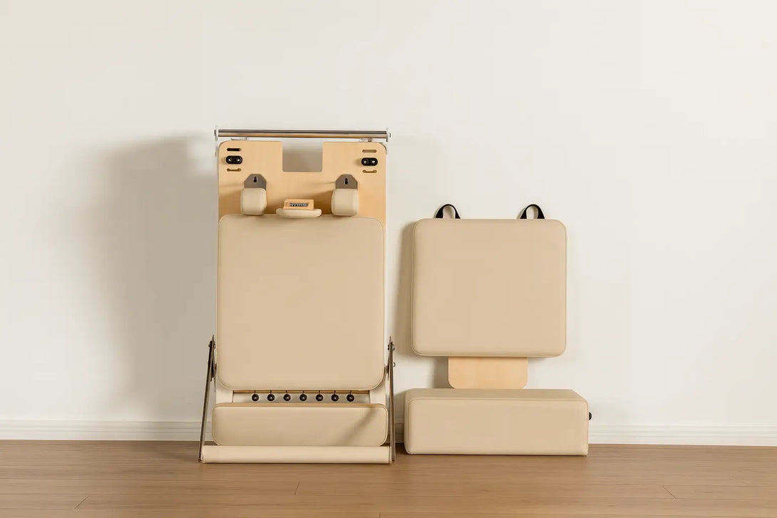 Aventis 4 Luxury Pilates Reformer in Adobe White – Foldable, Space-Saving Reformer for Lagree, Pilates & Home or Professional Studio Training - X Sports&Living