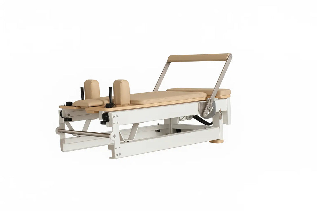 Aventis 4 Luxury Pilates Reformer in Adobe White – Foldable, Space-Saving Reformer for Lagree, Pilates & Home or Professional Studio Training - X Sports&Living