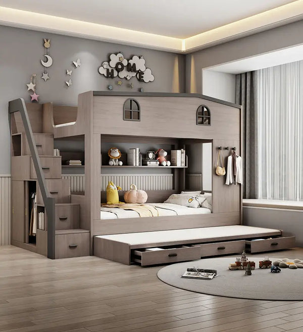 DreamSteps2 upper and lower bunk bed small apartment two-layer high and low child and mother parallel bed with the same width Pre-order（dispatch in 8-10 weeks)