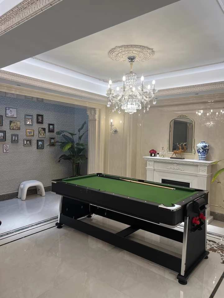 025-LP003X 4-in-1 multi-function table – billiards, air hockey, table tennis & dining. Free accessory kit included. Perfect for game rooms. - X Sports&Living