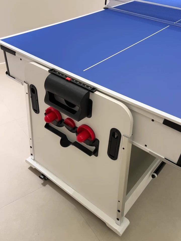 025-LP003X 4-in-1 multi-function table – billiards, air hockey, table tennis & dining. Free accessory kit included. Perfect for game rooms. - X Sports&Living