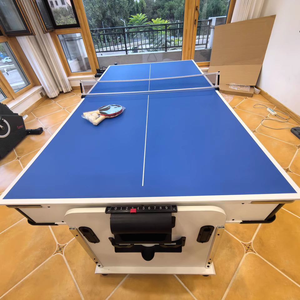 025-LP003X 4-in-1 multi-function table – billiards, air hockey, table tennis & dining. Free accessory kit included. Perfect for game rooms. - X Sports&Living