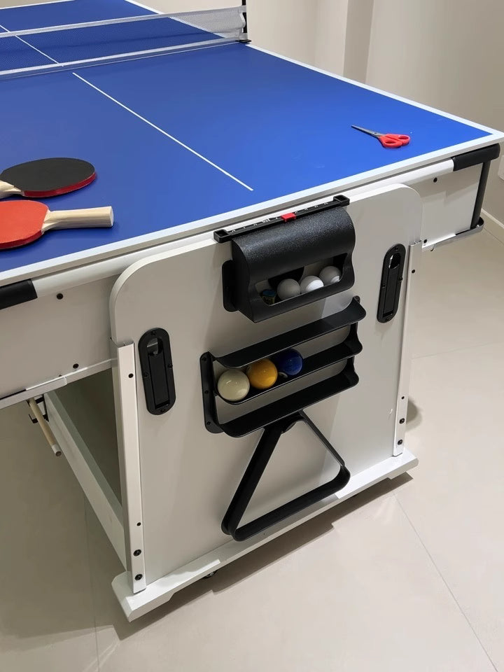 025-LP003X 4-in-1 multi-function table – billiards, air hockey, table tennis & dining. Free accessory kit included. Perfect for game rooms. - X Sports&Living