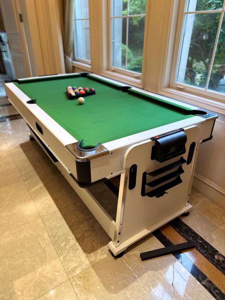 025-LP003X 4-in-1 multi-function table – billiards, air hockey, table tennis & dining. Free accessory kit included. Perfect for game rooms. - X Sports&Living
