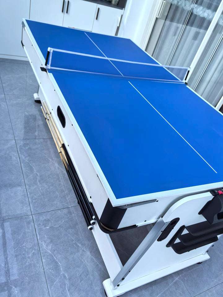 025-LP003X 4-in-1 multi-function table – billiards, air hockey, table tennis & dining. Free accessory kit included. Perfect for game rooms. - X Sports&Living