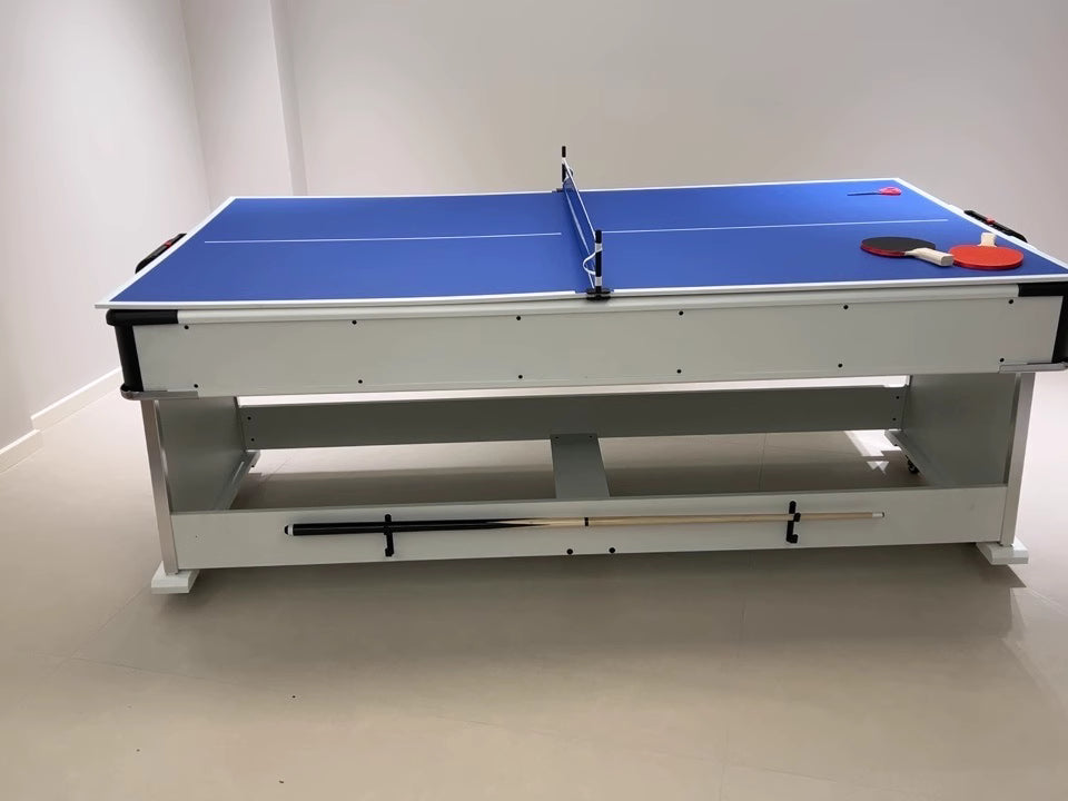 025-LP003X 4-in-1 multi-function table – billiards, air hockey, table tennis & dining. Free accessory kit included. Perfect for game rooms. - X Sports&Living