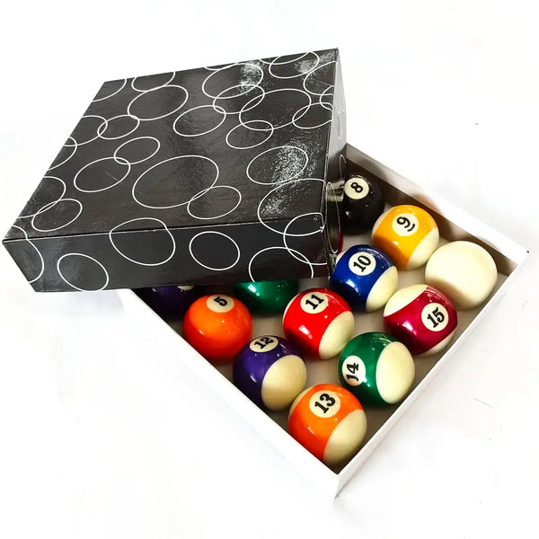Premium 16-Piece Resin Billiard Ball Set | Professional Pool Balls, Classic Design, Black Collector’s Box
